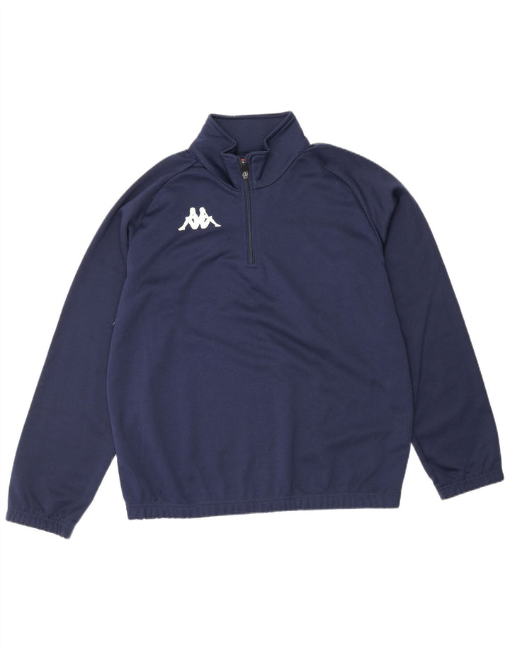 Moletom masculino Kappa com zíper e gola alta poliéster azul marinho médio
