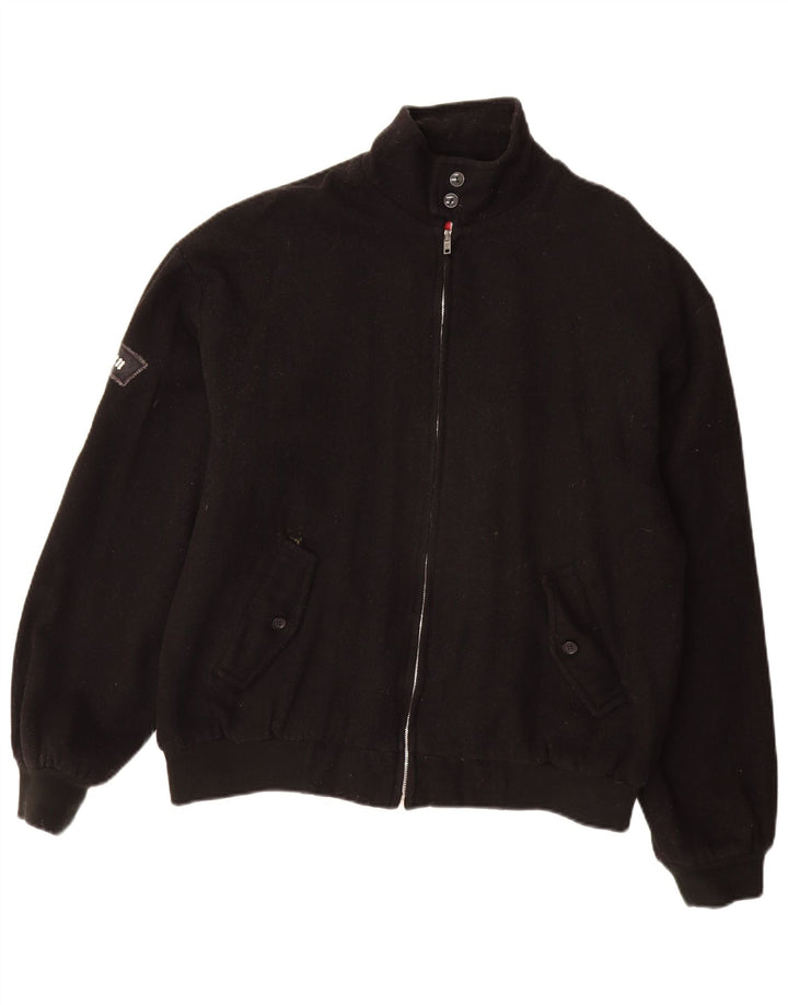 Jaqueta bomber masculina vintage UK 40 grande lã preta