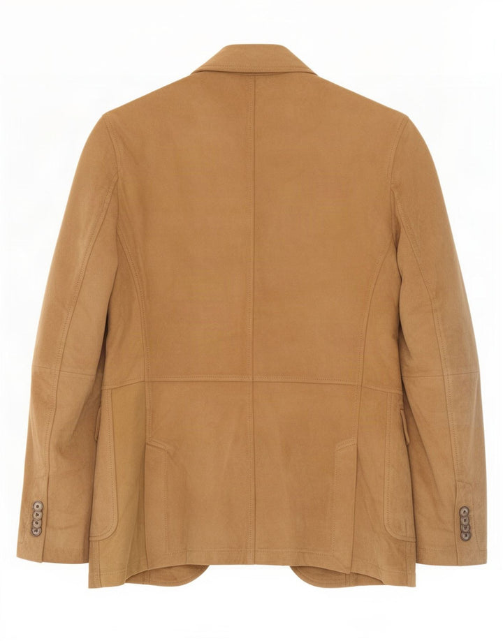 Jaqueta blazer masculina de camurça com 2 botões Massimo Dutti Reino Unido 38 couro bege médio