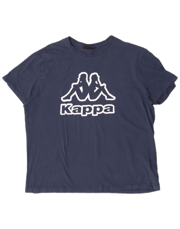 Camiseta gráfica masculina Kappa Top 4XL algodão azul marinho