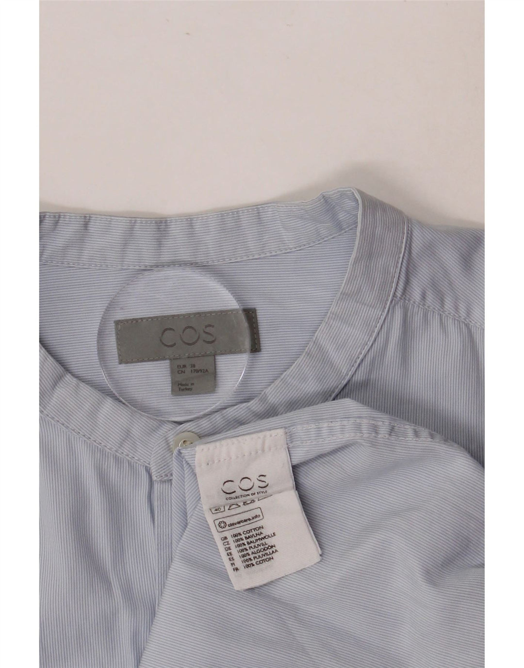 Camisa masculina COS tamanho 38 algodão listrado azul pequeno