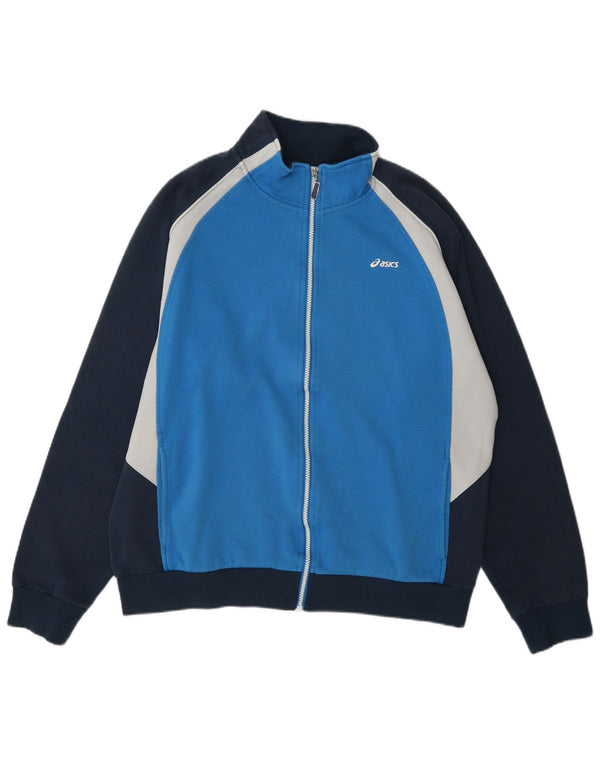Asics Mens Graphic Tracksuit Top Jaqueta 2XL Azul Colourblock Algodão