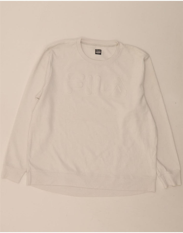 FILA Mens Graphic Sweatshirt Jumper 2XL White Vintage Fila and Second-Hand Fila from Messina Hembry 