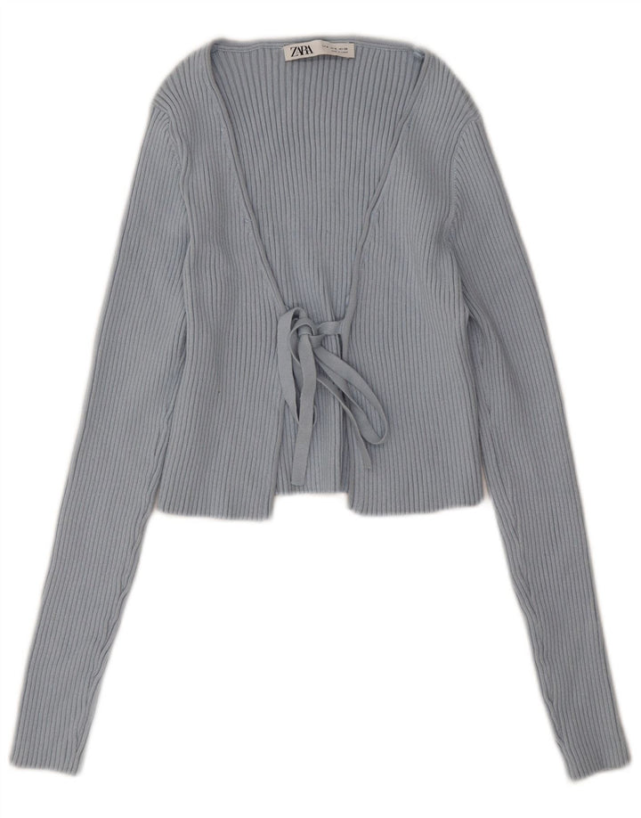 Zara Womens Bolero Jumper UK 12 Poliéster Azul Médio