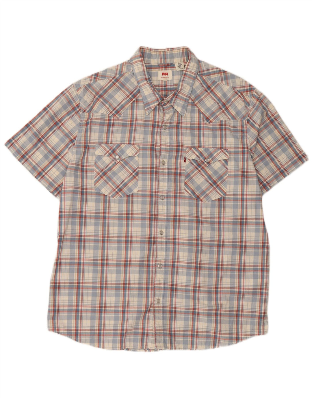 Camisa masculina de manga curta Levi's 2XL algodão xadrez azul
