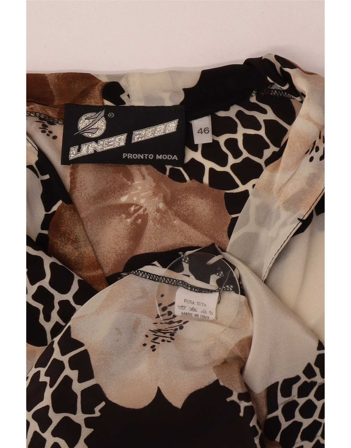 Blusa feminina vintage transparente IT 46 grande floral multicolorida
