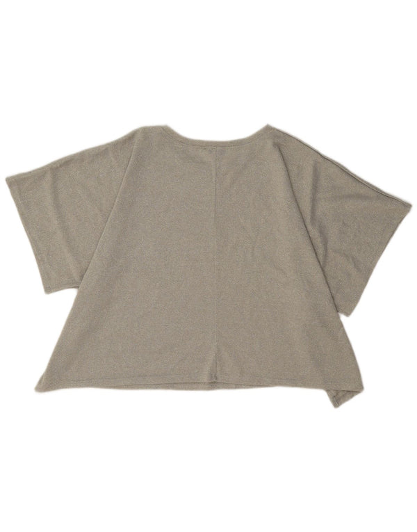 Zara blusa feminina cropped oversized top Reino Unido 14 bege médio salpicado