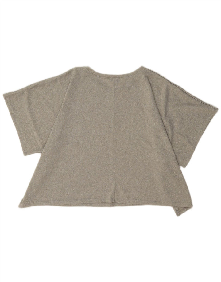 Zara blusa feminina cropped oversized top Reino Unido 14 bege médio salpicado
