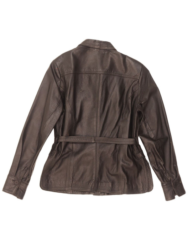 Jaqueta de couro feminina vintage IT 42 médio preto
