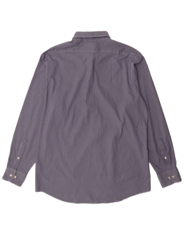 Camisa masculina de ajuste regular Chaps tamanho 16 1/2 grande algodão guingão azul
