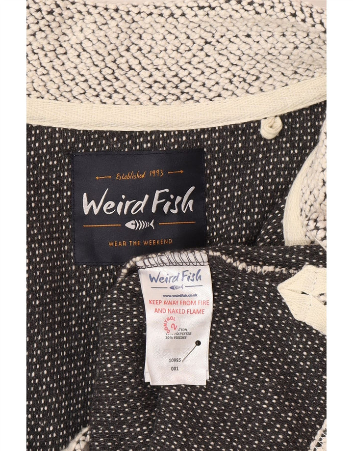 Moletom masculino com zíper e gola estranha da Weird Fish, algodão manchado médio esbranquiçado