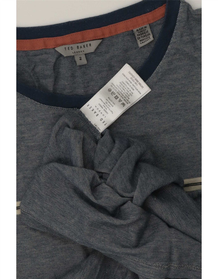 Camiseta masculina Ted Baker tamanho superior 2 pequeno algodão listrado azul
