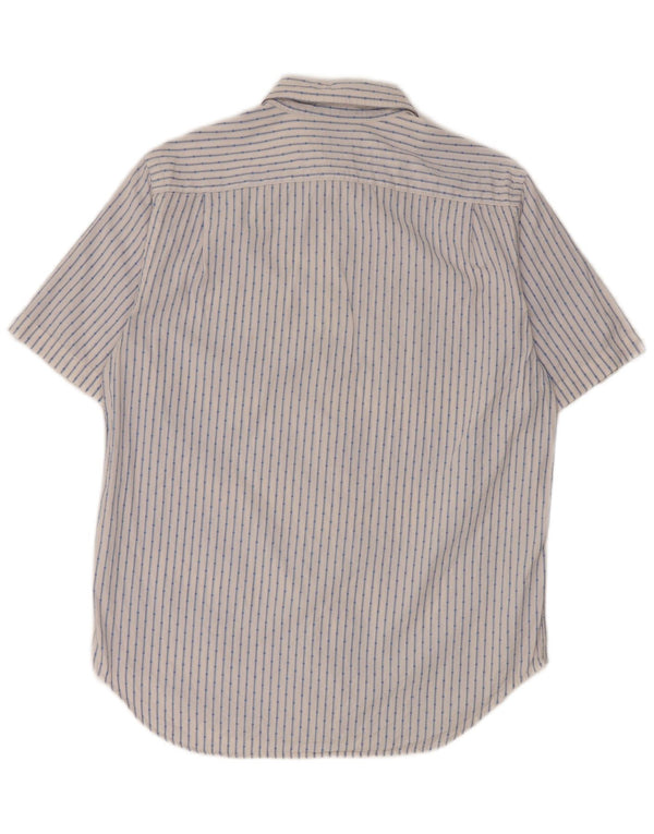 Camisa masculina de manga curta e ajuste relaxado da Gap, algodão listrado branco médio