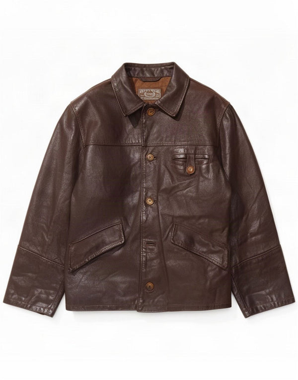 Jaqueta de couro masculina vintage Reino Unido 38 preto médio