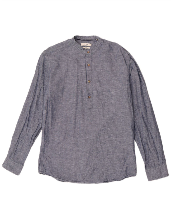 Camisa pulôver masculina Premium Slim Jack & Jones média azul marinho manchada
