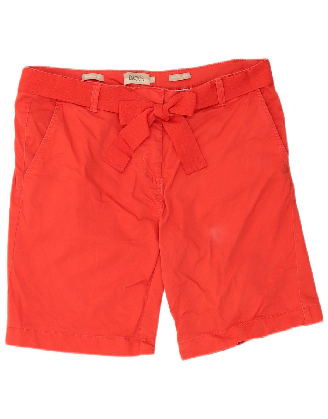 Shorts Chino feminino de ajuste regular da Dack IT 46 grande W34 algodão vermelho