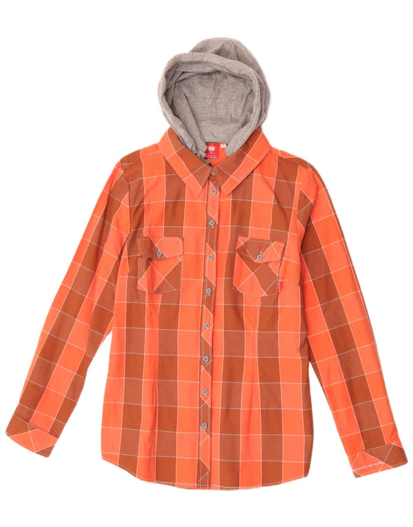 Engelbert Strauss camisa feminina com capuz lenhador Reino Unido 14 grande xadrez laranja