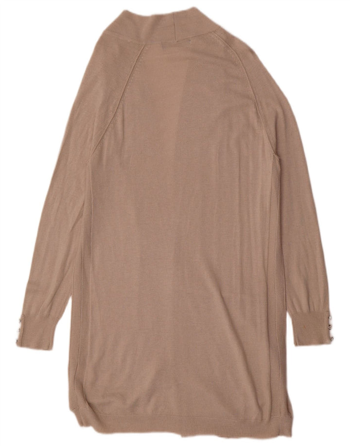 Marks & Spencer Suéter feminino Longline Open Cardigan Reino Unido 8 Pequeno Bege