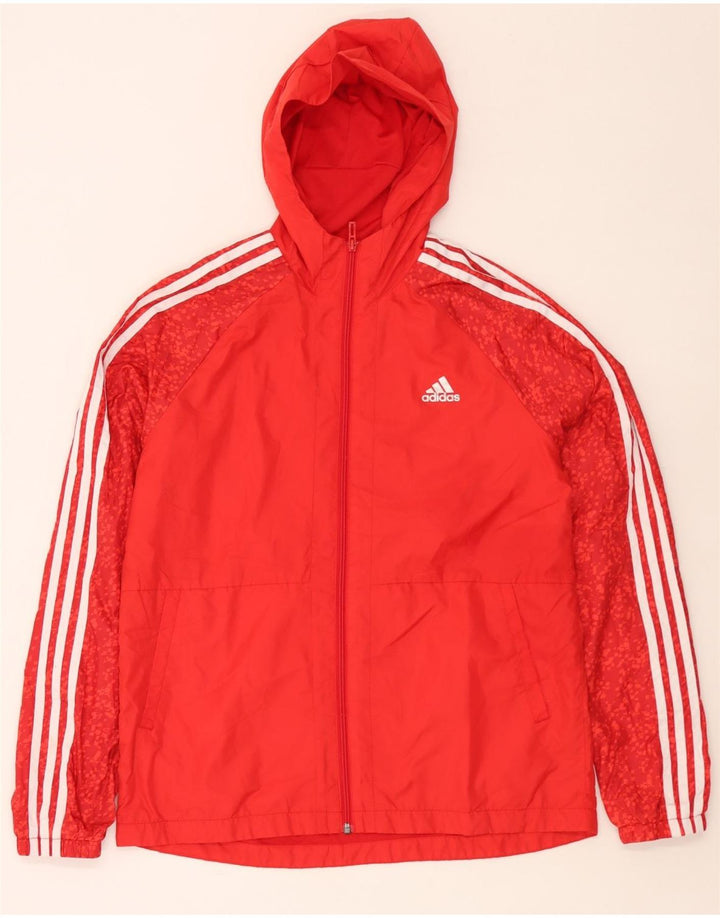 Adidas Meninos Jaqueta com capuz com capuz 15-16 anos Poliéster manchado vermelho