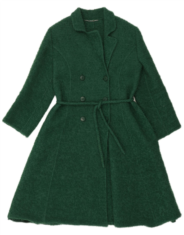 Casaco feminino VINTAGE com peito duplo UK 14 verde médio
