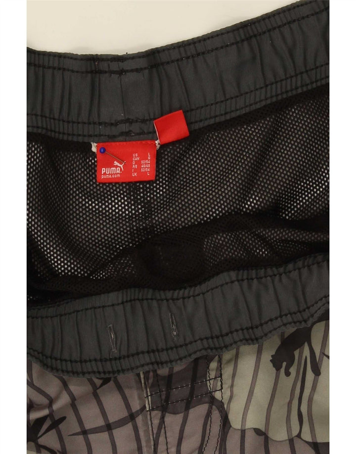 Shorts de natação masculino Puma grande cinza floral