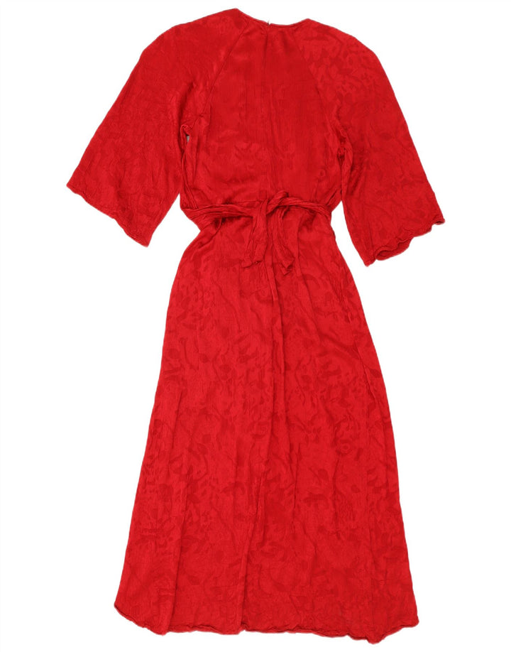 Vestido maxi feminino Zara Reino Unido 10 pequeno viscose vermelha