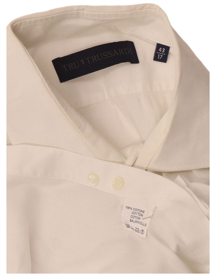 Camisa masculina Trussardi tamanho 17 XL algodão branco