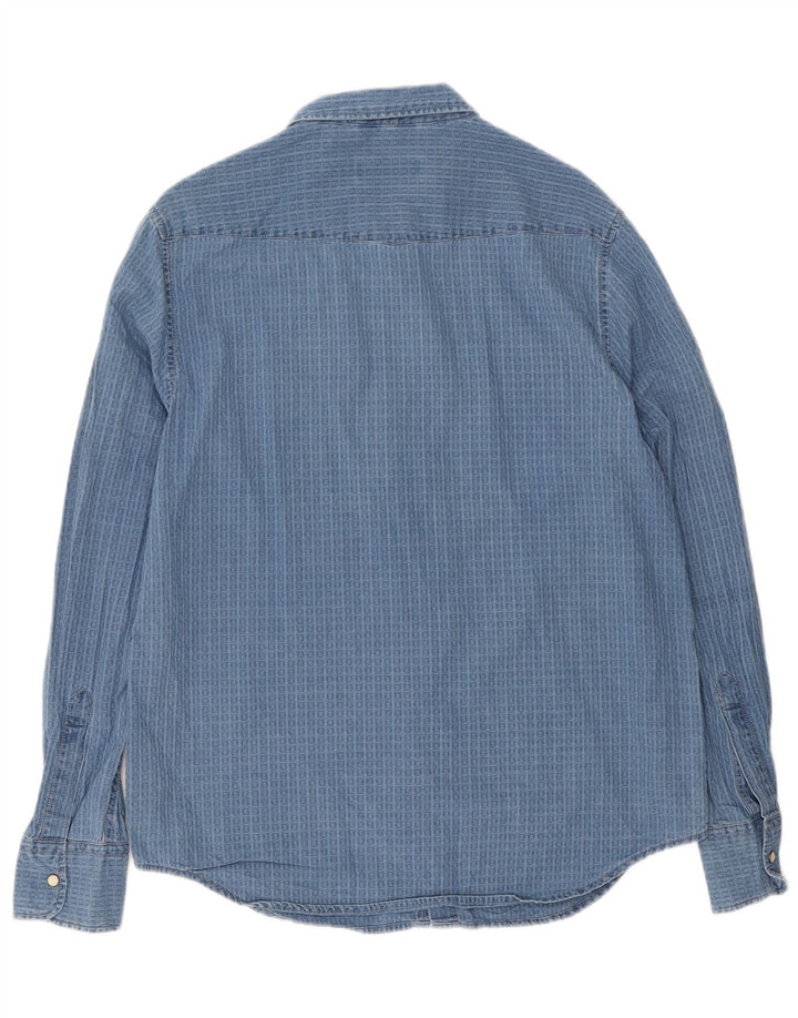 Camisa masculina Superdry grande algodão xadrez azul
