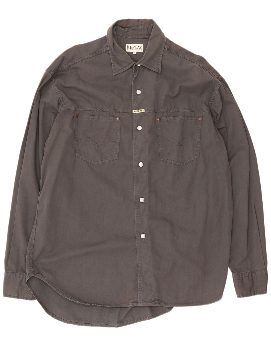 Camisa jeans masculina Replay 2XL algodão cinza