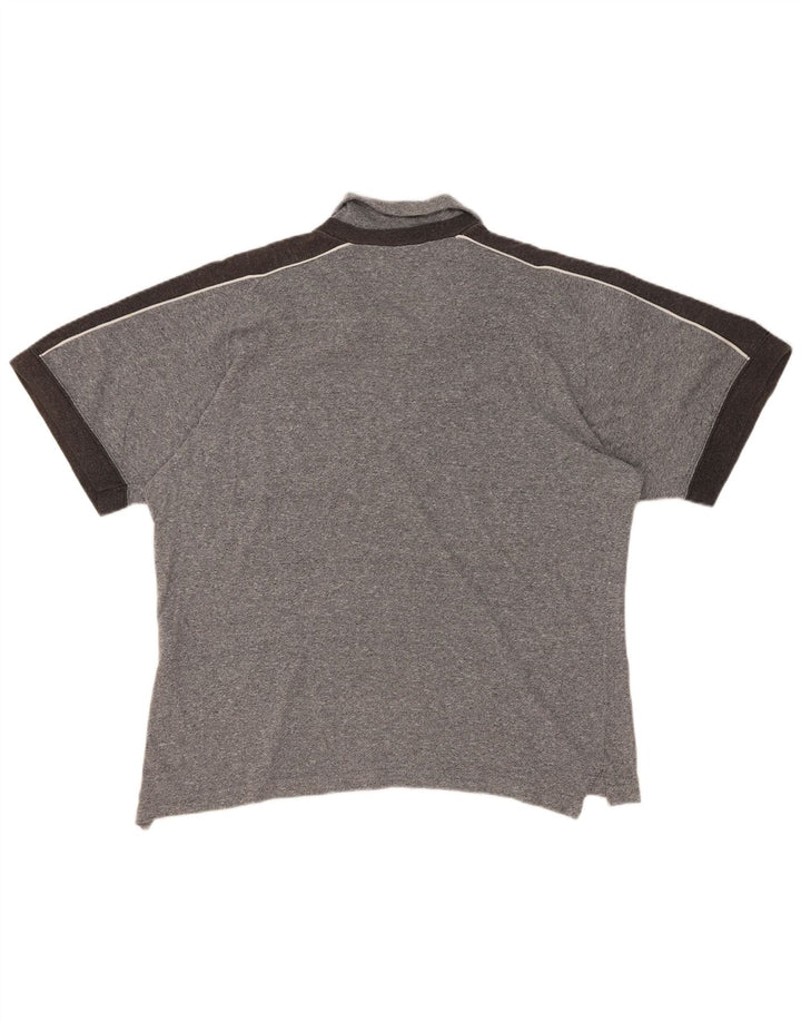 Camisa polo gráfica masculina Asics pequena cinza colorblock