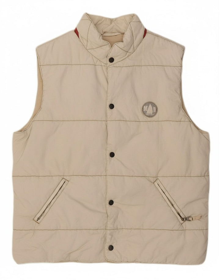Colete masculino acolchoado gráfico MURPHY & NYE UK 44 2XL algodão bege