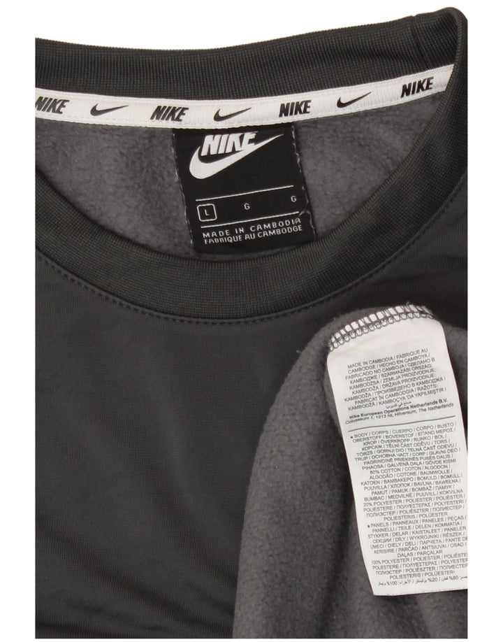 Moletom gráfico masculino Nike Jumper grande cinza colorblock algodão