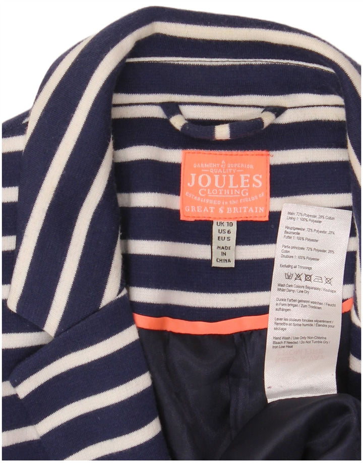 Jaqueta blazer feminina Joules com 1 botão Reino Unido 10 pequena listrada azul marinho
