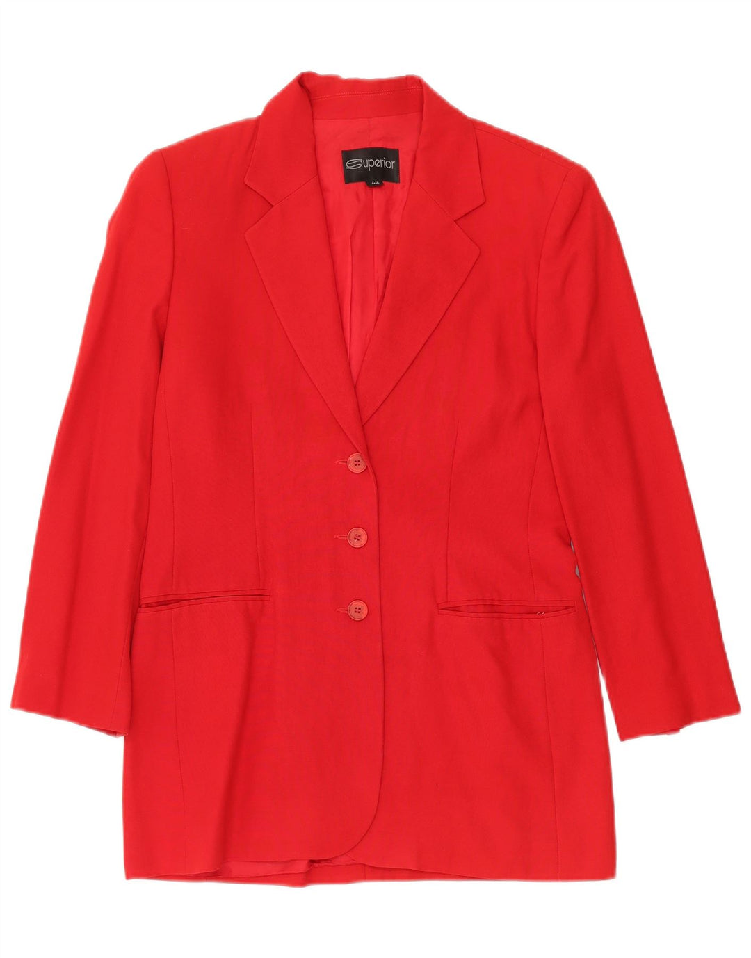 Jaqueta blazer feminina SUPERIOR Longline com 3 botões IT 42 acetato vermelho médio