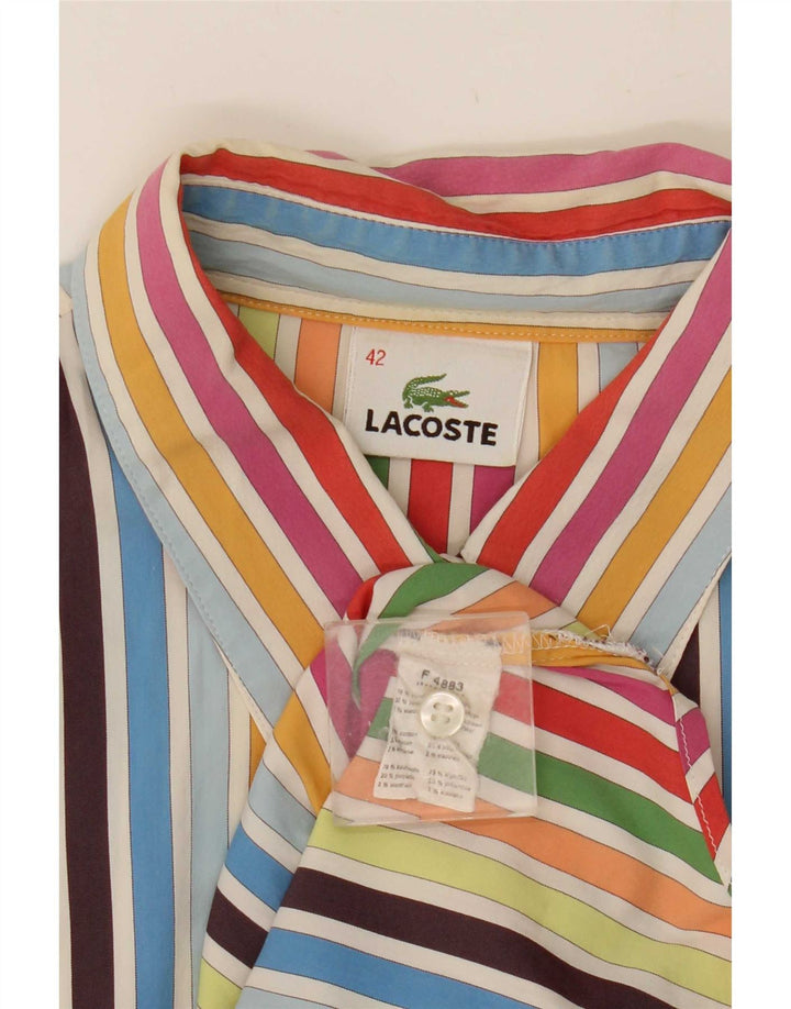 Camisa feminina Lacoste tamanho 42 algodão listrado multicolorido médio
