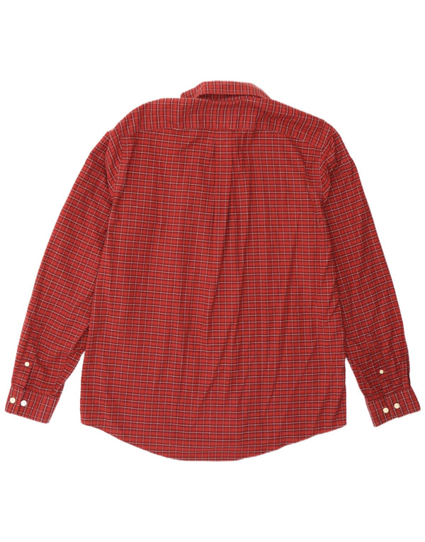 Camisa masculina de flanela com ajuste relaxado Eddie Bauer, algodão xadrez grande cor de vinho