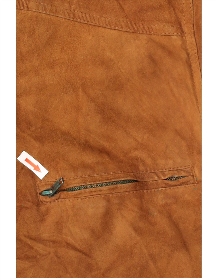 Jaqueta bomber masculina vintage de camurça Reino Unido 38 couro marrom médio