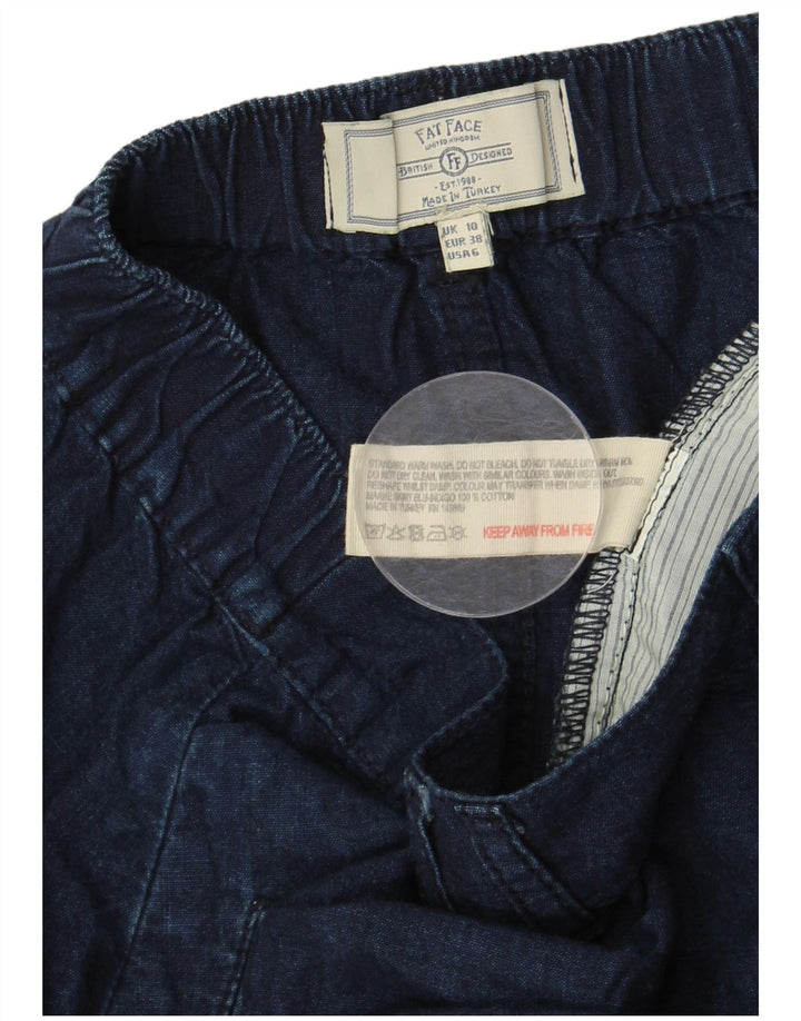 Saia jeans feminina Fat Face UK 10 pequena W30 algodão azul marinho
