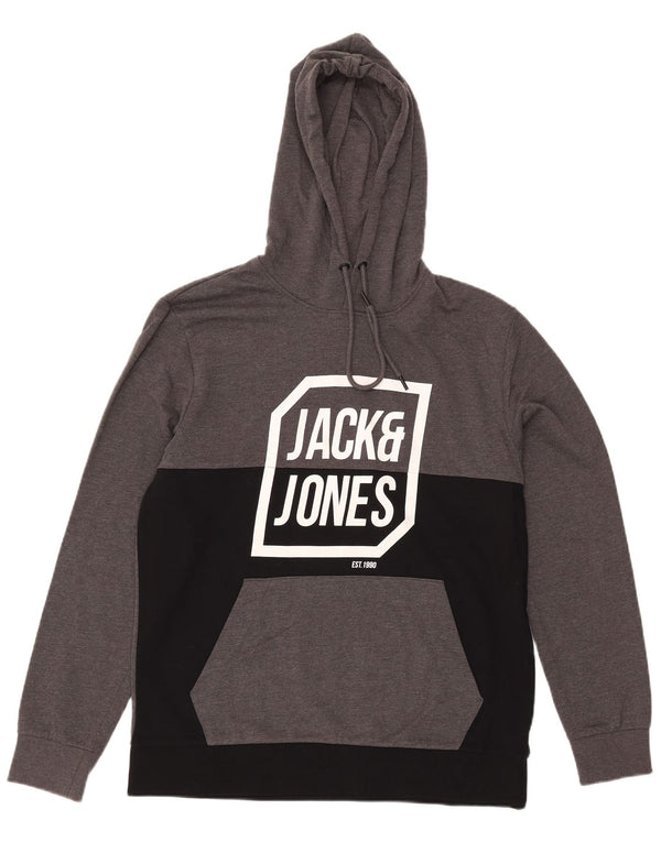 Jack & Jones moletom com capuz gráfico masculino XL cinza colorblock algodão