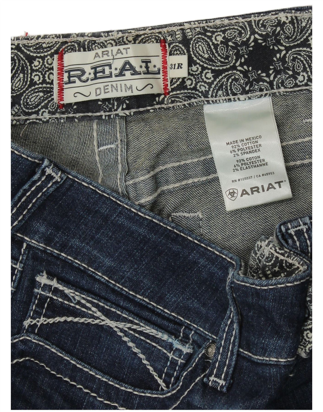 Calça jeans reta feminina ARIAT W31 L32 algodão azul