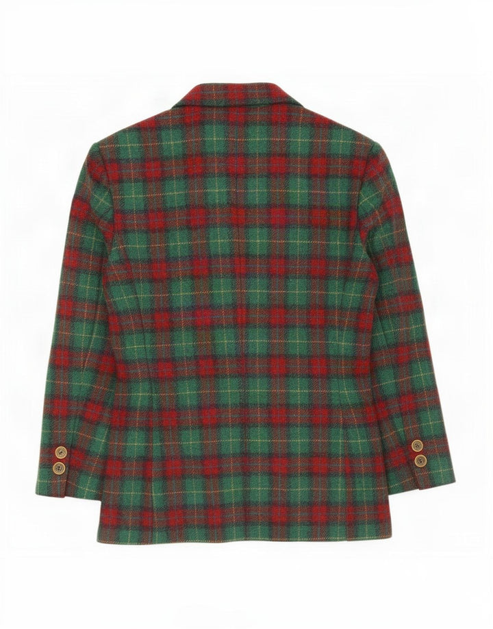 Jaqueta blazer feminina vintage com 3 botões IT 46 xadrez verde grande