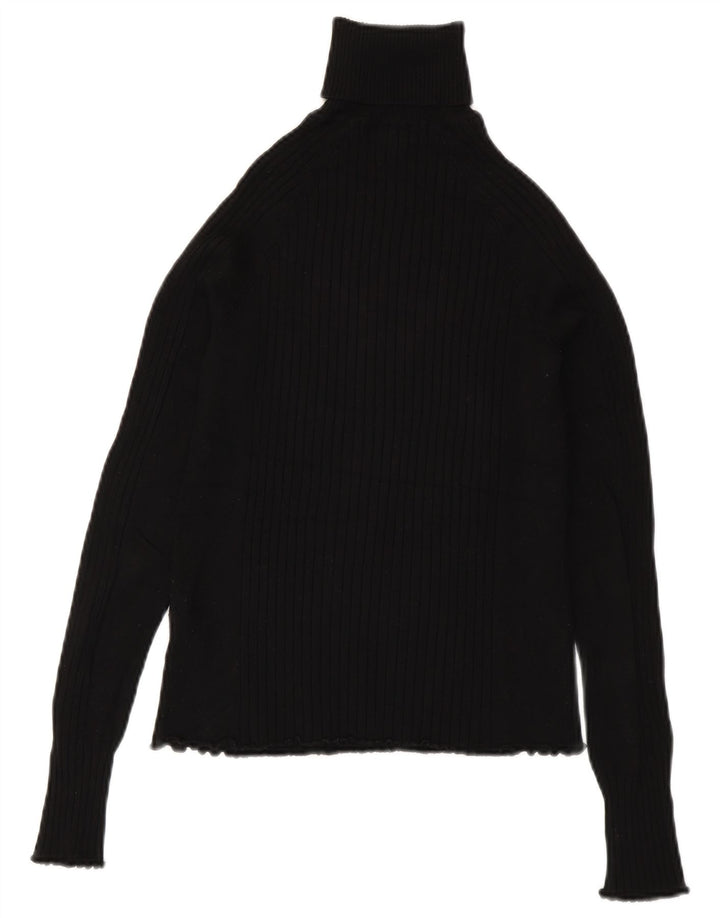 Suéter feminino Zara com gola redonda e viscose preta pequena Reino Unido 8