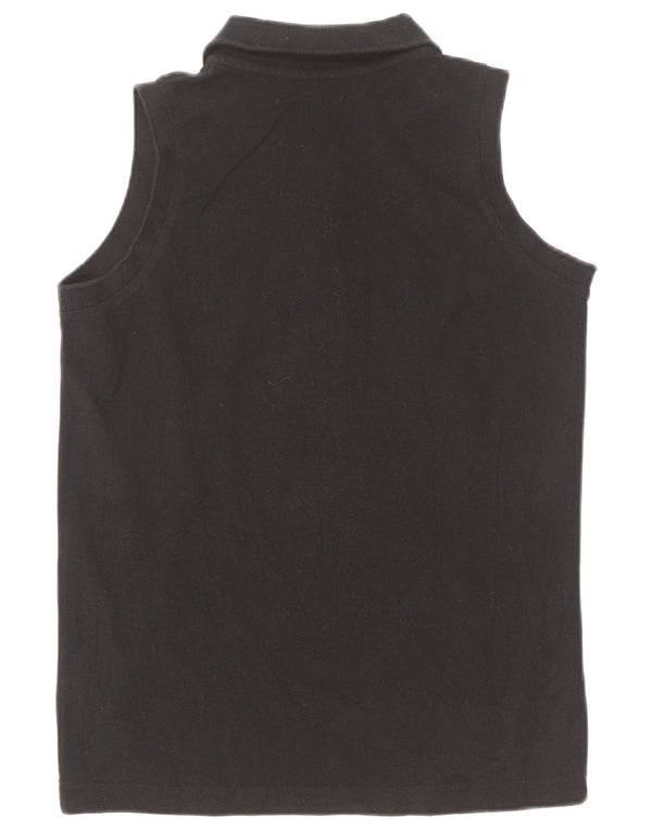 Camisa polo feminina sem mangas Kappa UK 10 pequena algodão preto