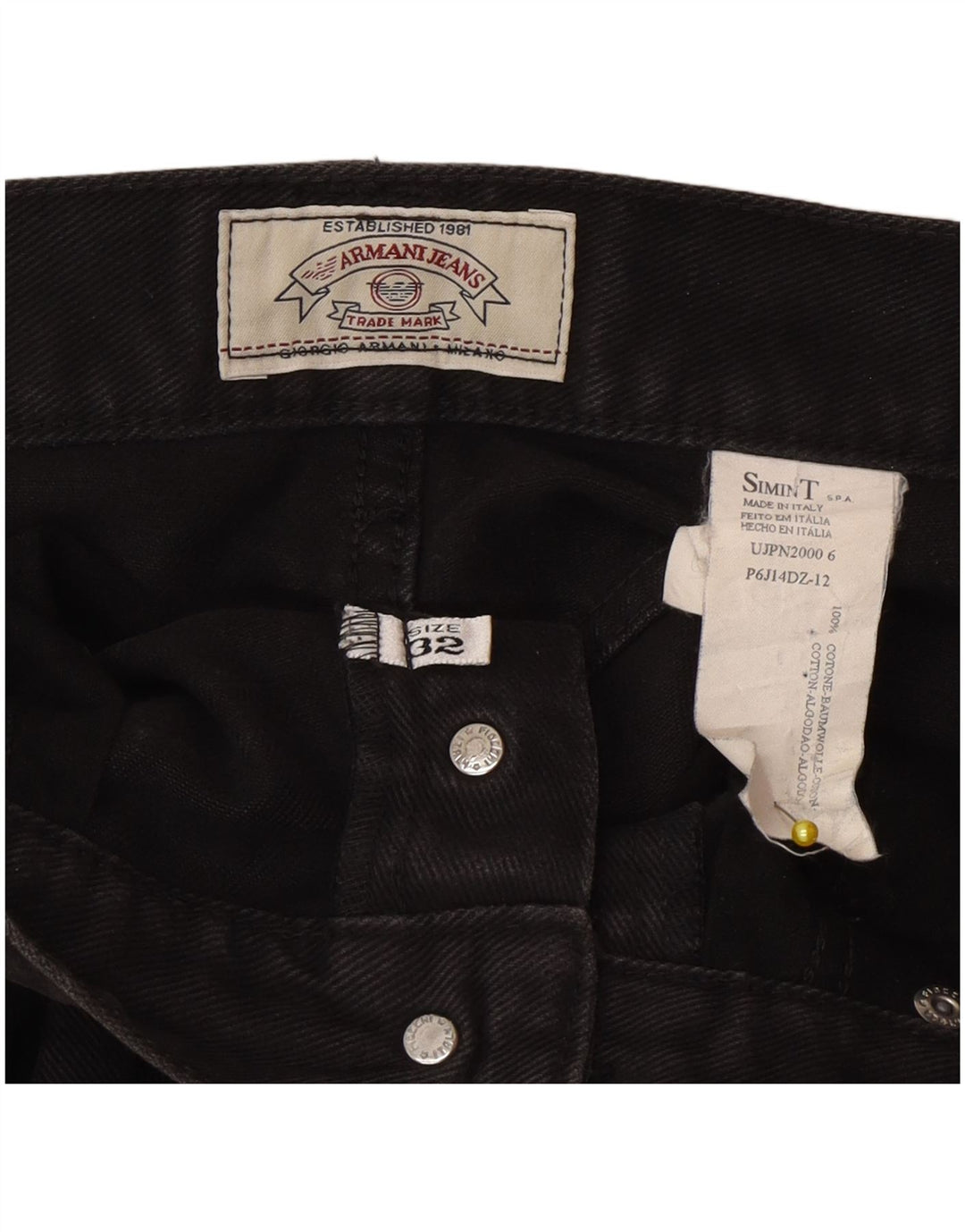 Calça jeans reta masculina Armani W32 L28 algodão preto