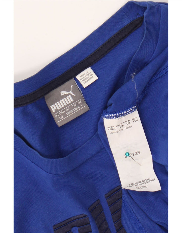 Puma Mens Graphic T-Shirt Top Grande Algodão Azul