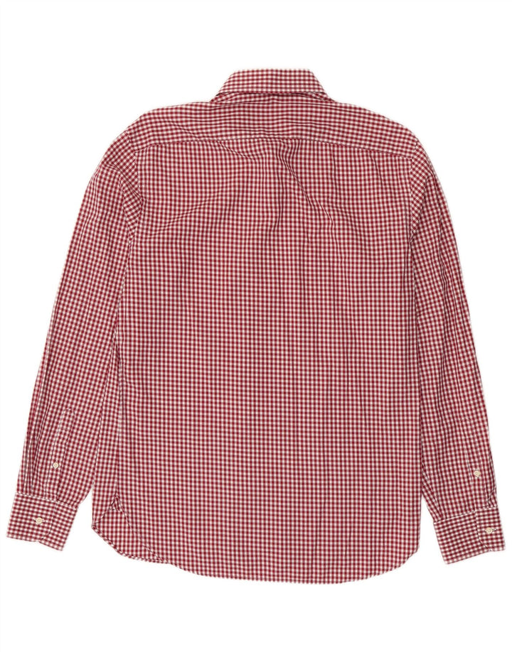 Camisa Boggi masculina xadrez personalizada tamanho 40 15 1/2 médio Borgonha Gingham