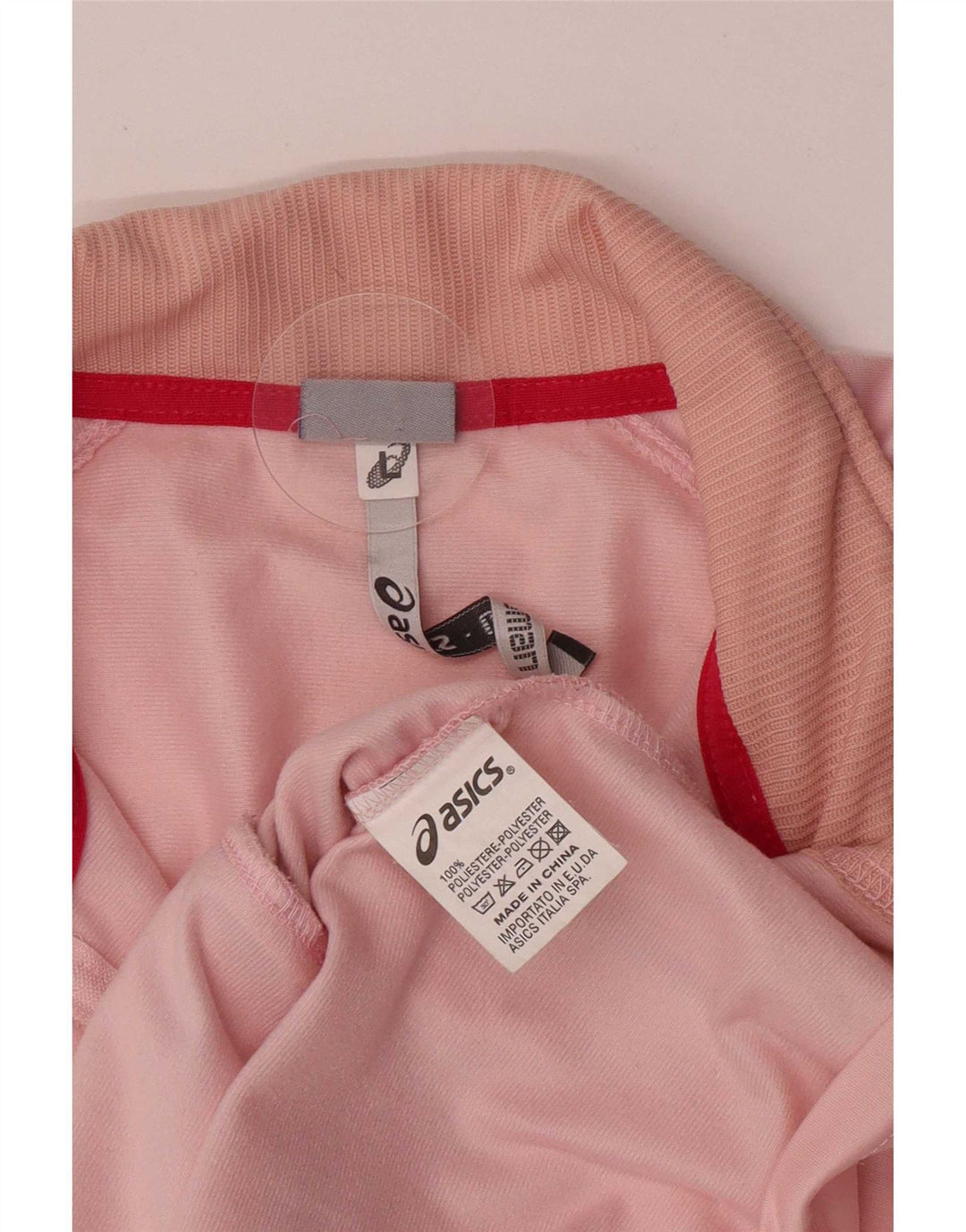 Asics Womens Tracksuit Top Jacket UK 16 Grande Rosa Colourblock Poliéster