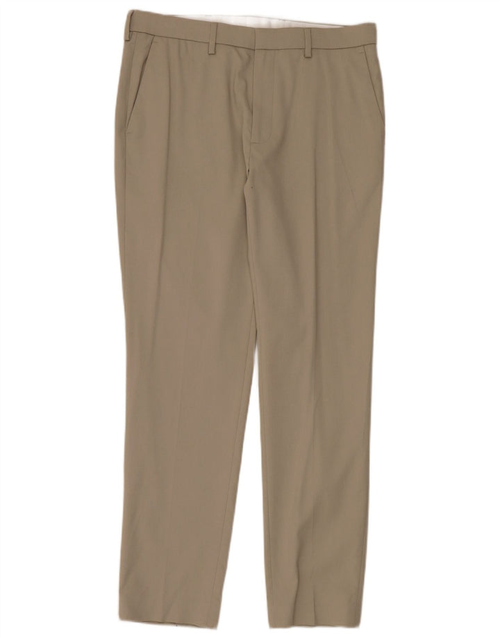 Calça Chino Slim Masculina Marks & Spencer W34 L31 Poliéster Bege