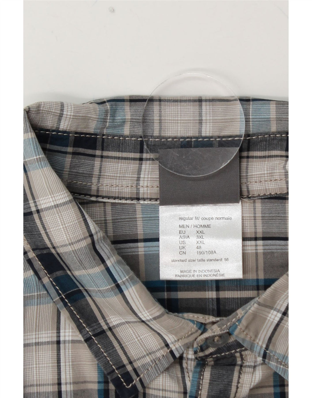 Camisa masculina de manga curta JACK WOLFSKIN Reino Unido 48 2XL algodão xadrez azul