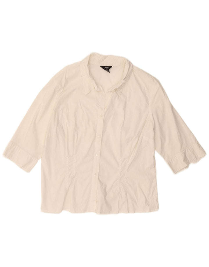 MOSSIMO Camisa feminina manga 3/4 UK 18 XL algodão branco